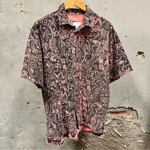 Vintage 1980s Quiksilver Pink Patterned Button Down Cotton Shirt Large L Surfer